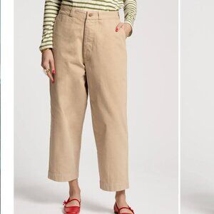 Frances Valentine NWT Boyfriend Khaki Cotton Ankle Pants Size 14 Straight Leg